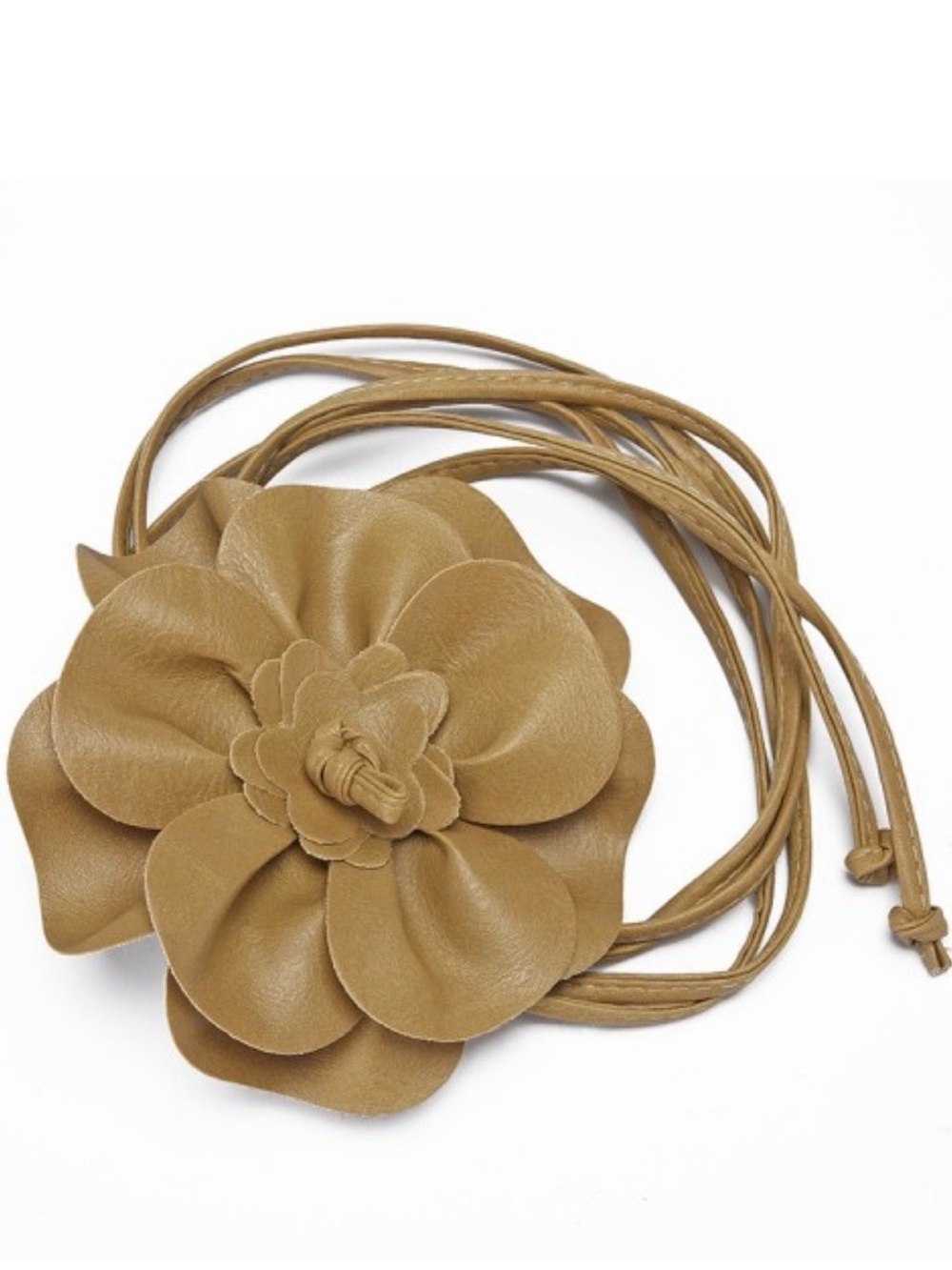 #263 FAUX LEATHER FLOWER BELT BLACK OR TAN - Picture 4 of 6